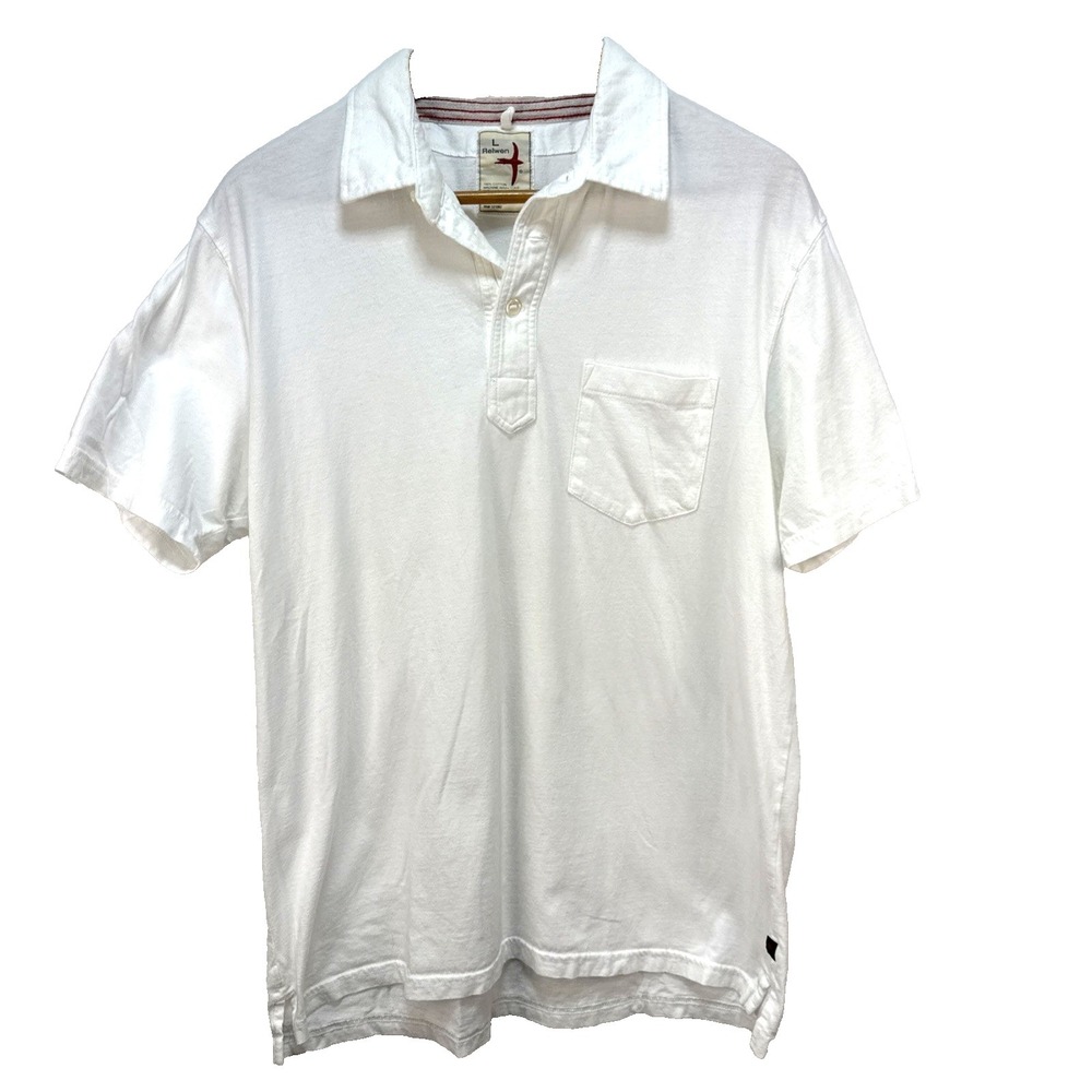 Relwen Jersey Solid Pocket Polo Size L White Lightweight Cotton Huckberry